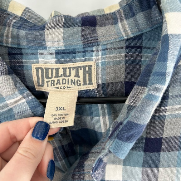 Duluth Trading Co. Size 3XL Blue Plaid Flannel Button Down Long Sleeve Shirt - Picture 12 of 14